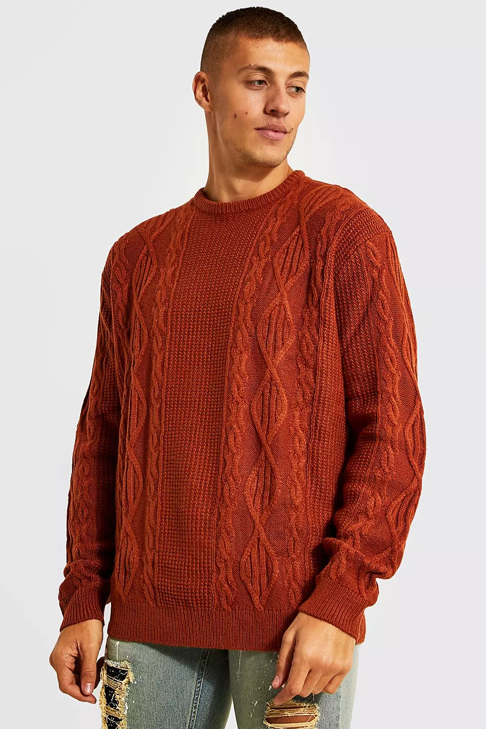 Rust cable hot sale knit jumper