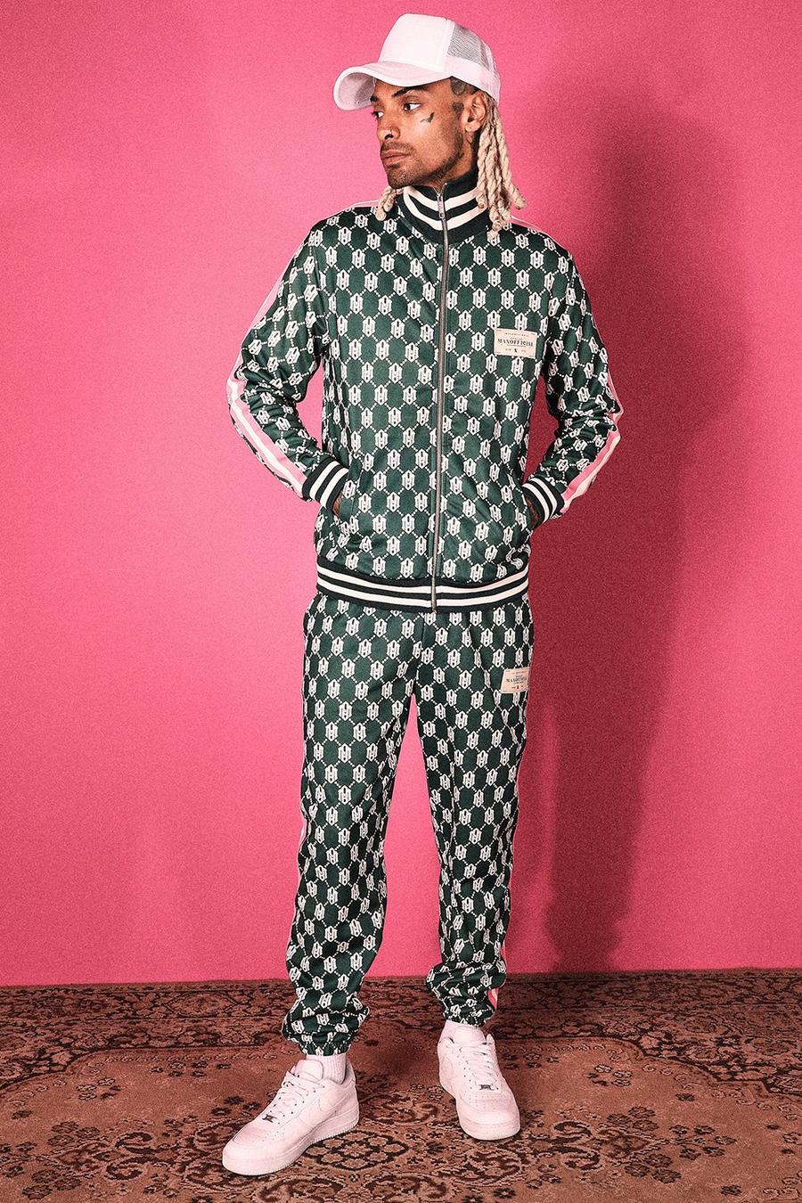 Forest vert Tricot Funnel Neck All Over Print Tracksuit image number 1