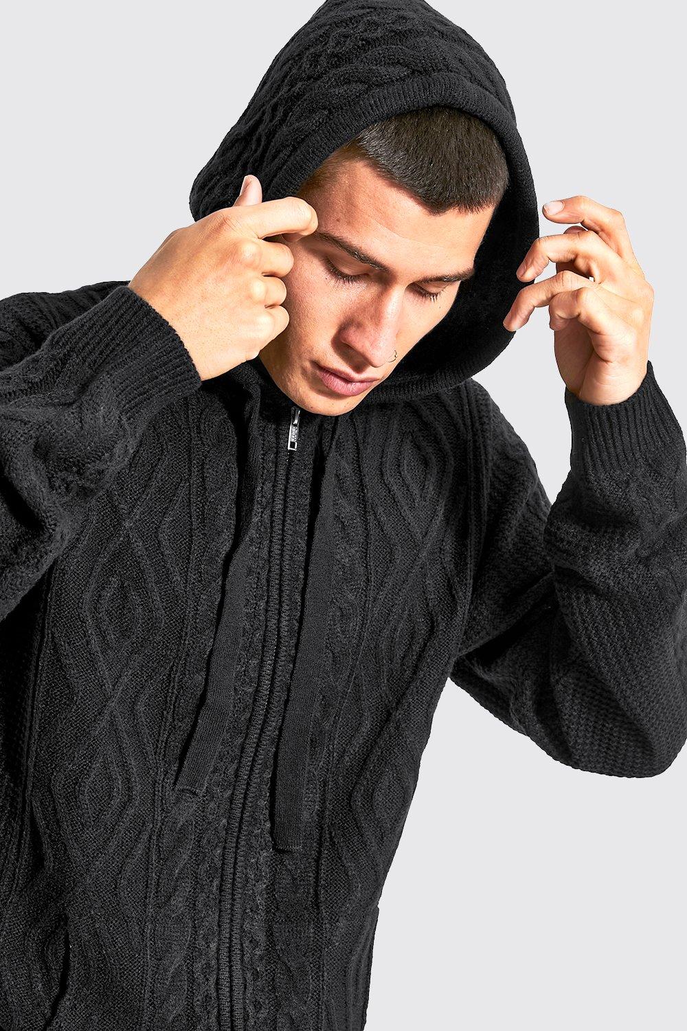 Mens chunky shop knit hoodie