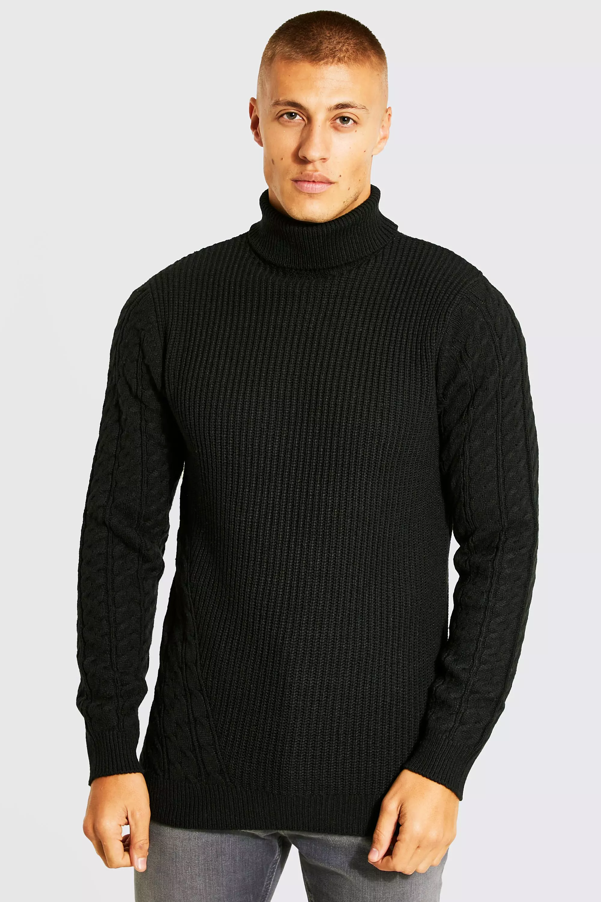 Mens chunky knit polo cheap neck jumpers