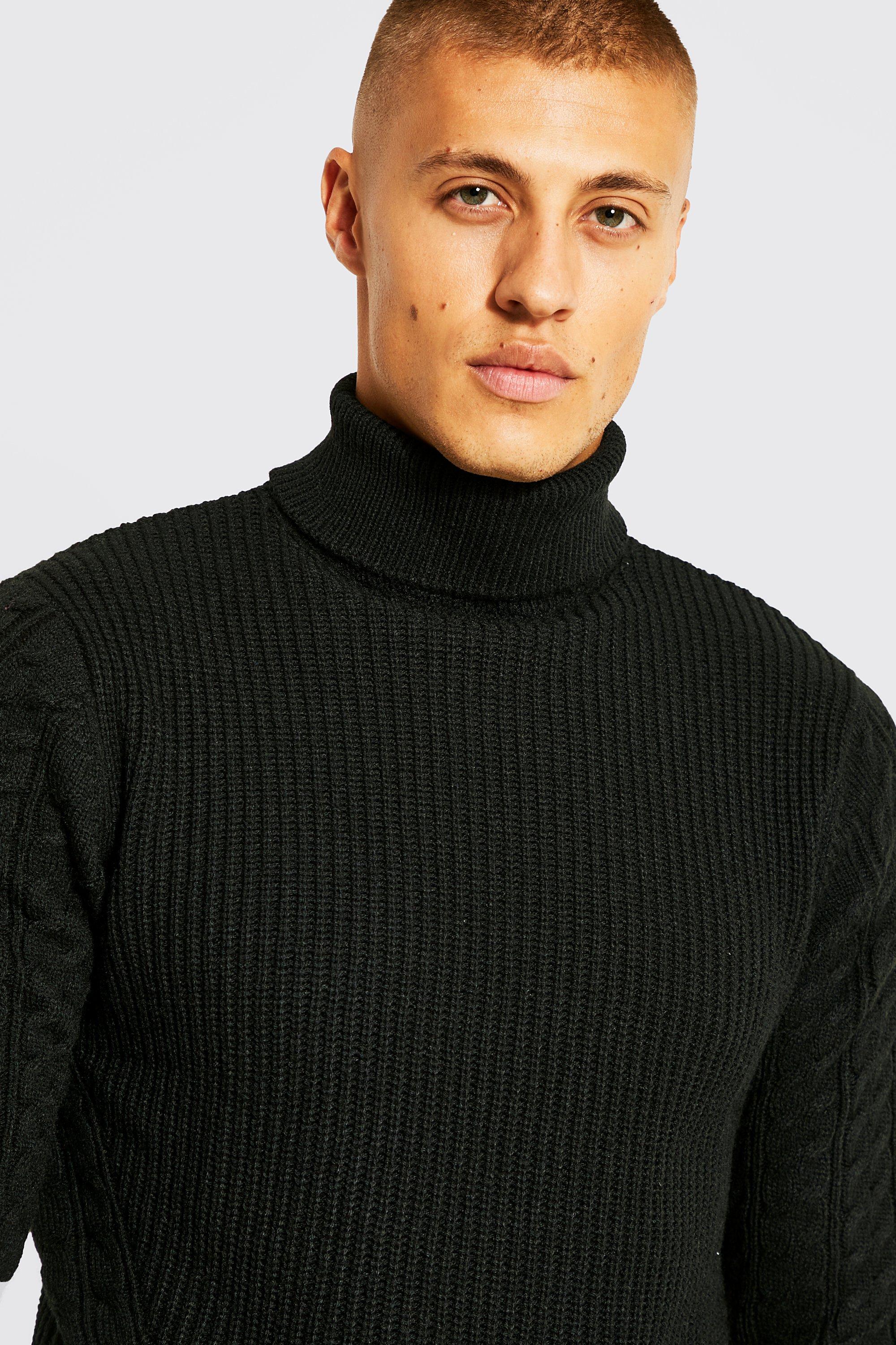 Mens thick shop roll neck jumper