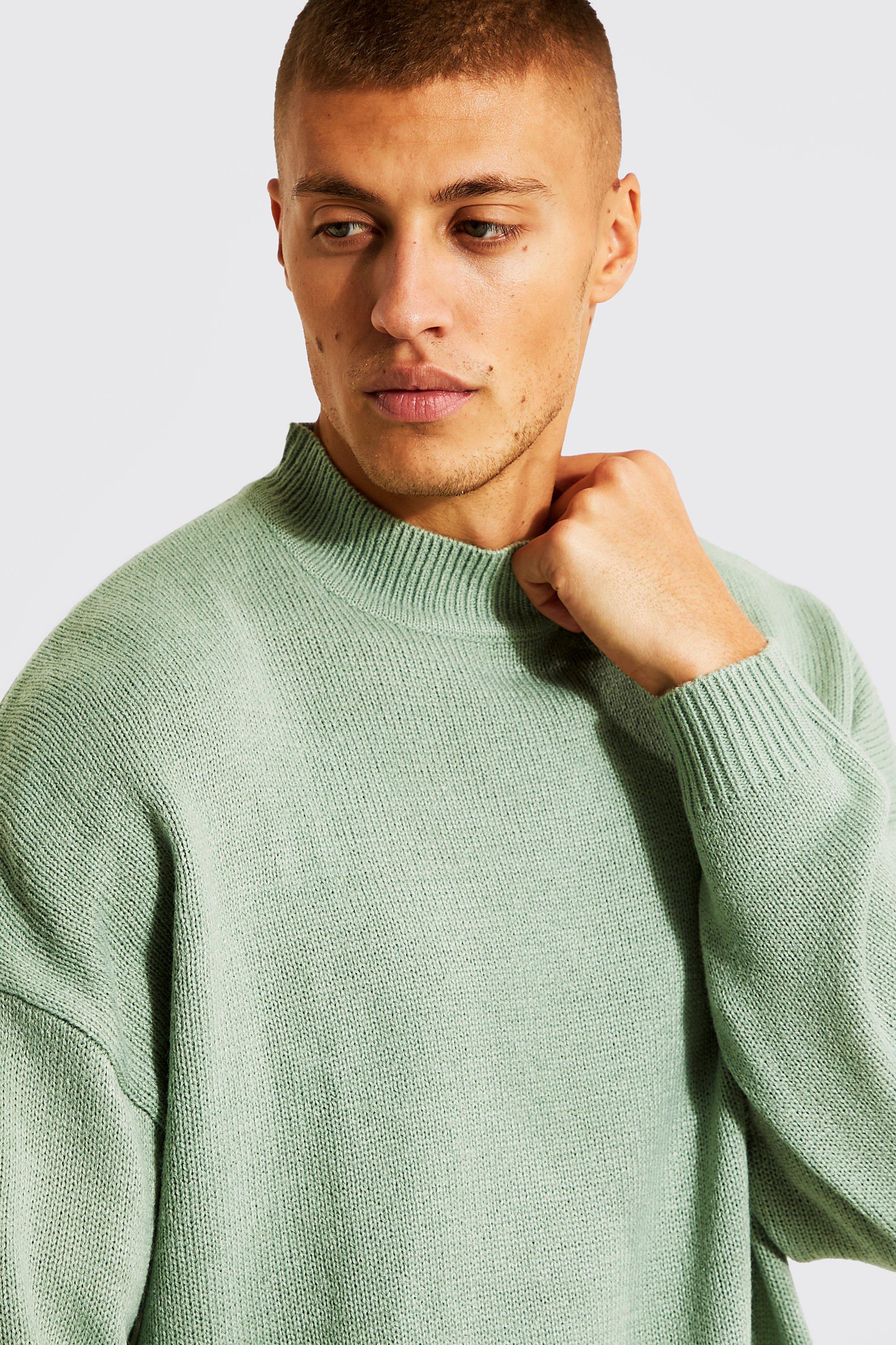 Boxy Brushed Extended Neck Knitted Jumper