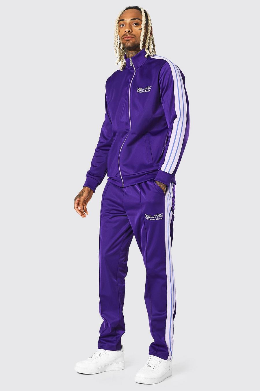 Tuta sportiva Official Man in tricot con zip, Purple viola image number 1
