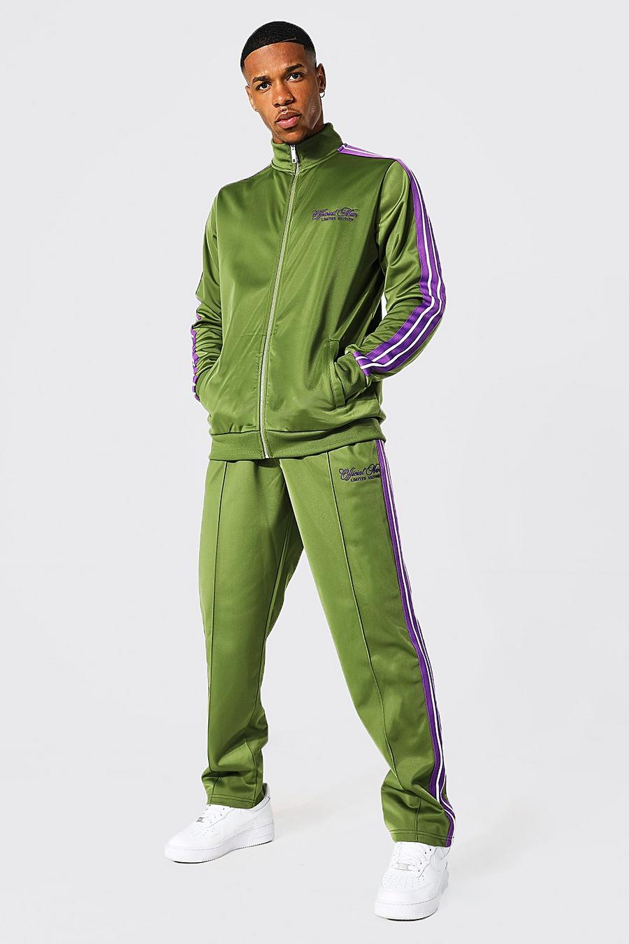 Khaki Official Man Zip Through Tricot Tracksuit image number 1