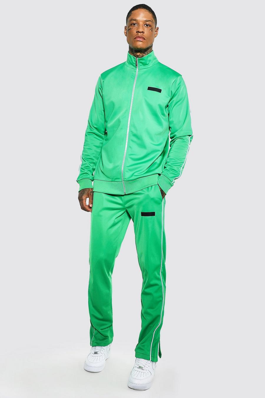 Green Official Man Zip Through Tricot Tracksuit image number 1