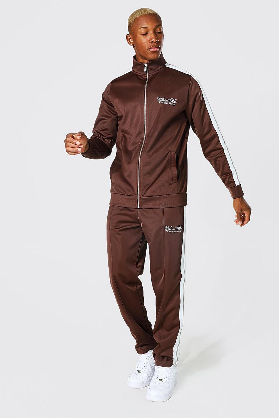 Chocolate Official Man Zip Through Tricot Tracksuit image number 1