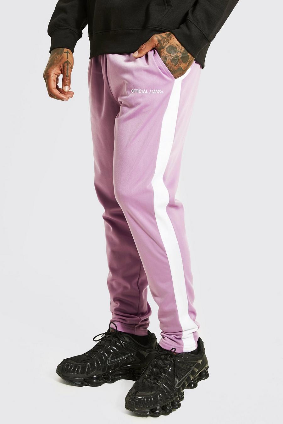 Pantalón deportivo ajustado con panel lateral de tejido por urdimbre, Mauve morado image number 1