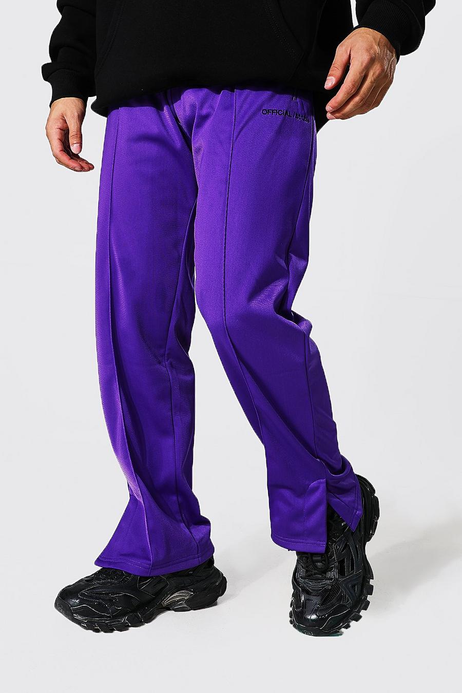 Pantaloni tuta rilassati in tricot con spacco, Purple morado image number 1