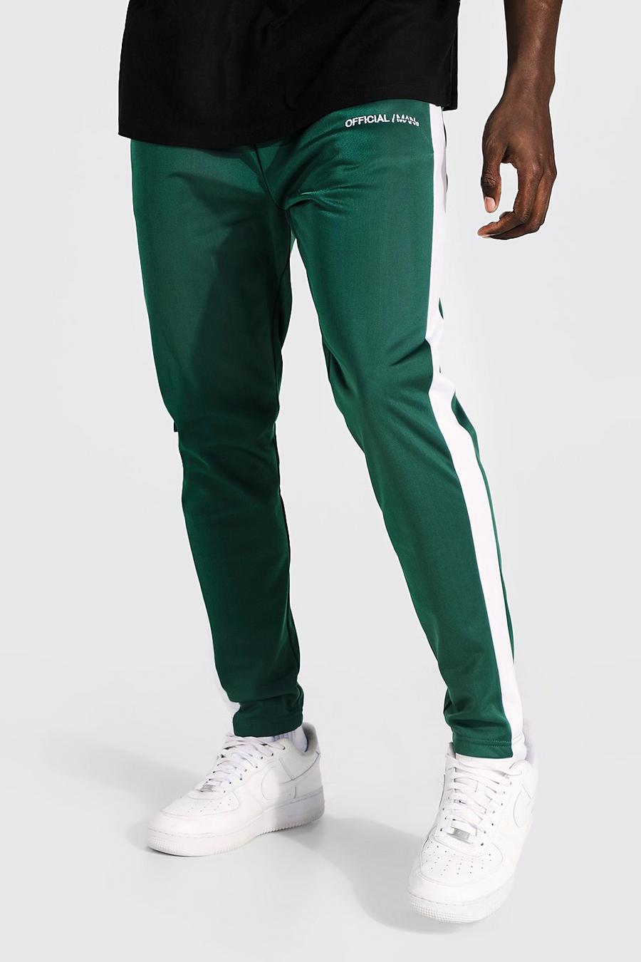 Pantaloni tuta Slim Fit con pannelli in tricot, Green verde image number 1