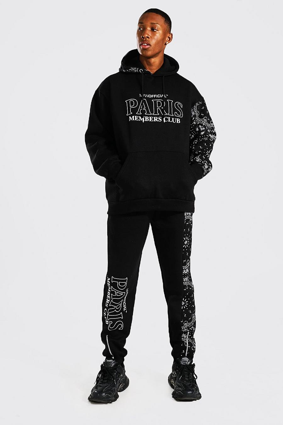 Black Oversized Paris Bandana Sweater Tracksuit image number 1