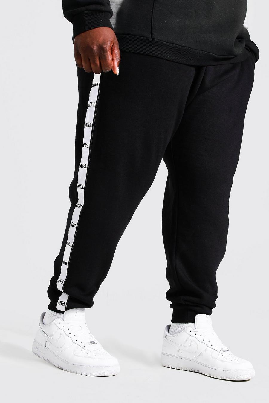 Black Plus Regular Fit Joggers With Offcl Side Tape image number 1