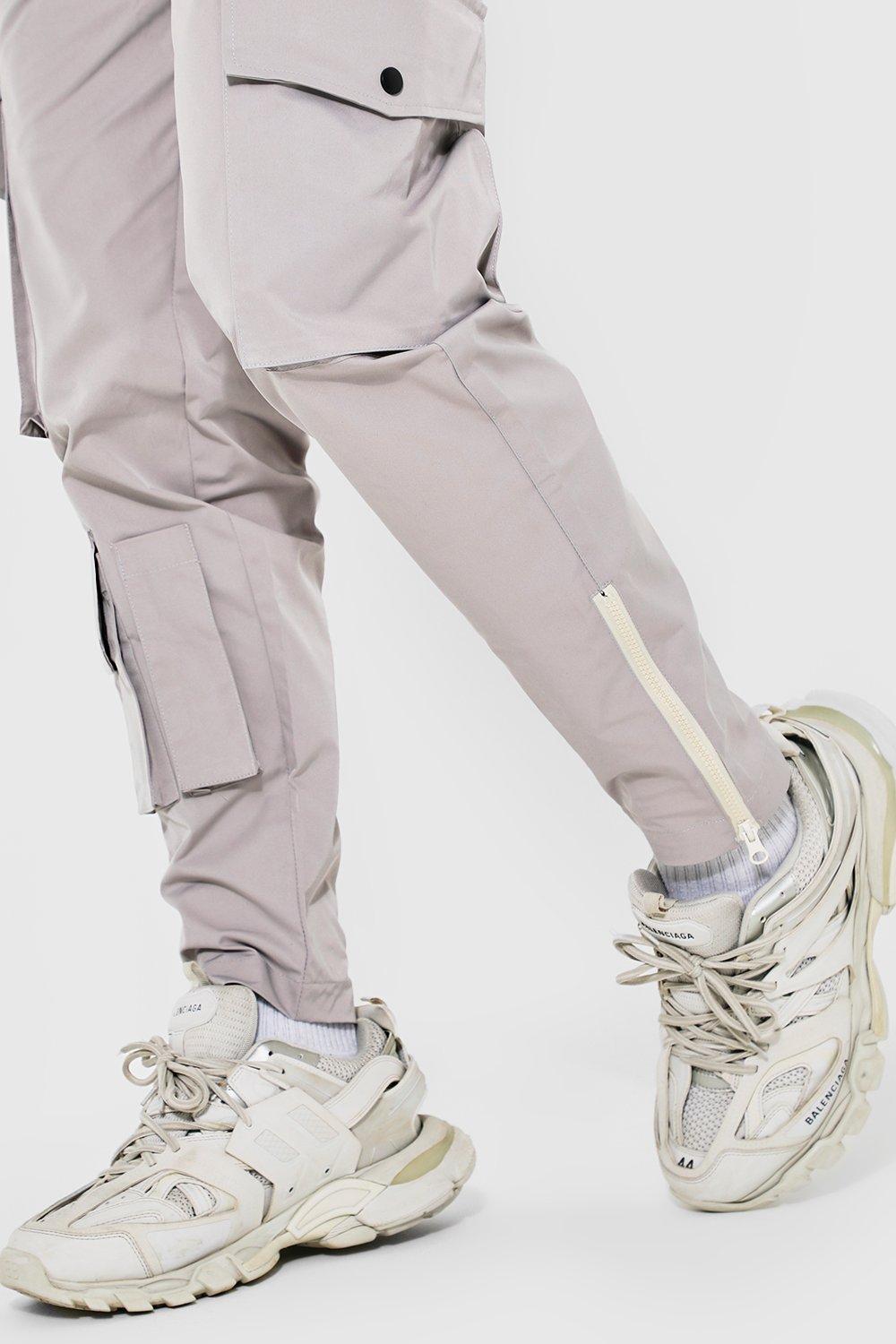 grey cargo pants boohoo