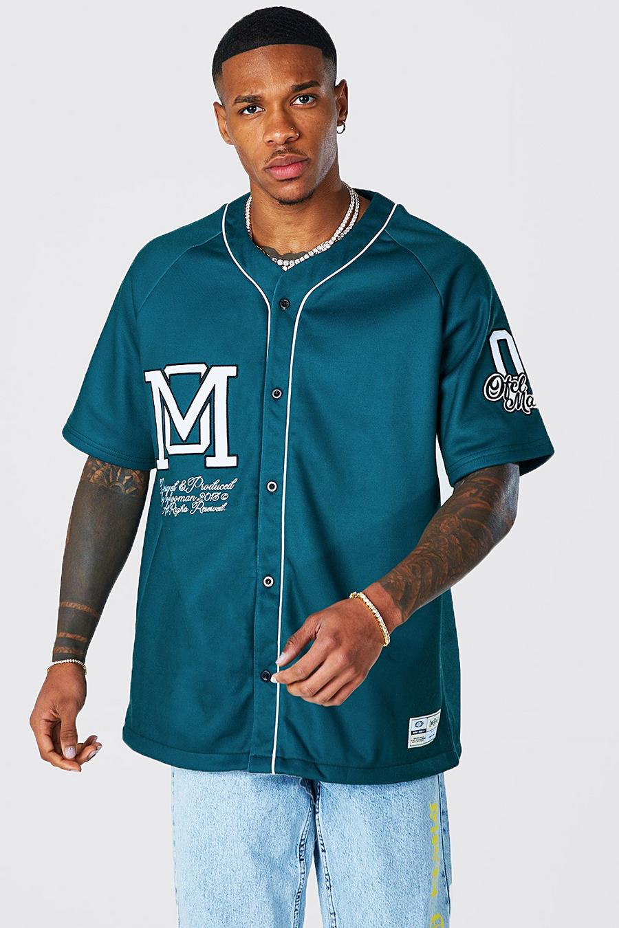 Camisa oversize MAN Official de béisbol de tela jersey, Green verde image number 1