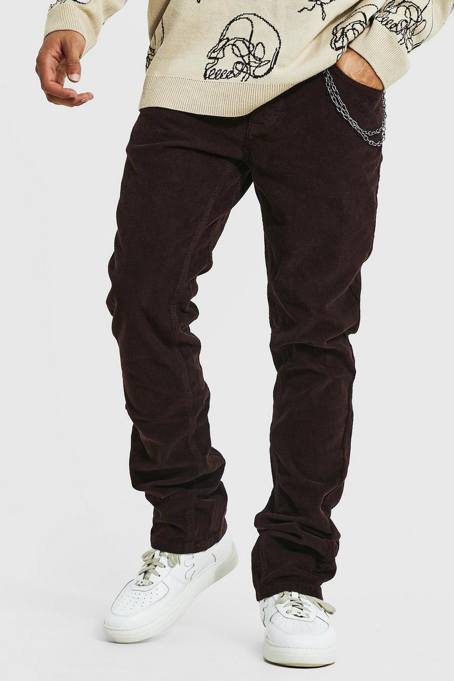 Chocolate brun Flared Cord Trouser image number 1