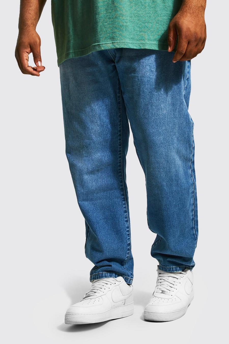 Plus Size Slim-Fit Jeans, Mid blue