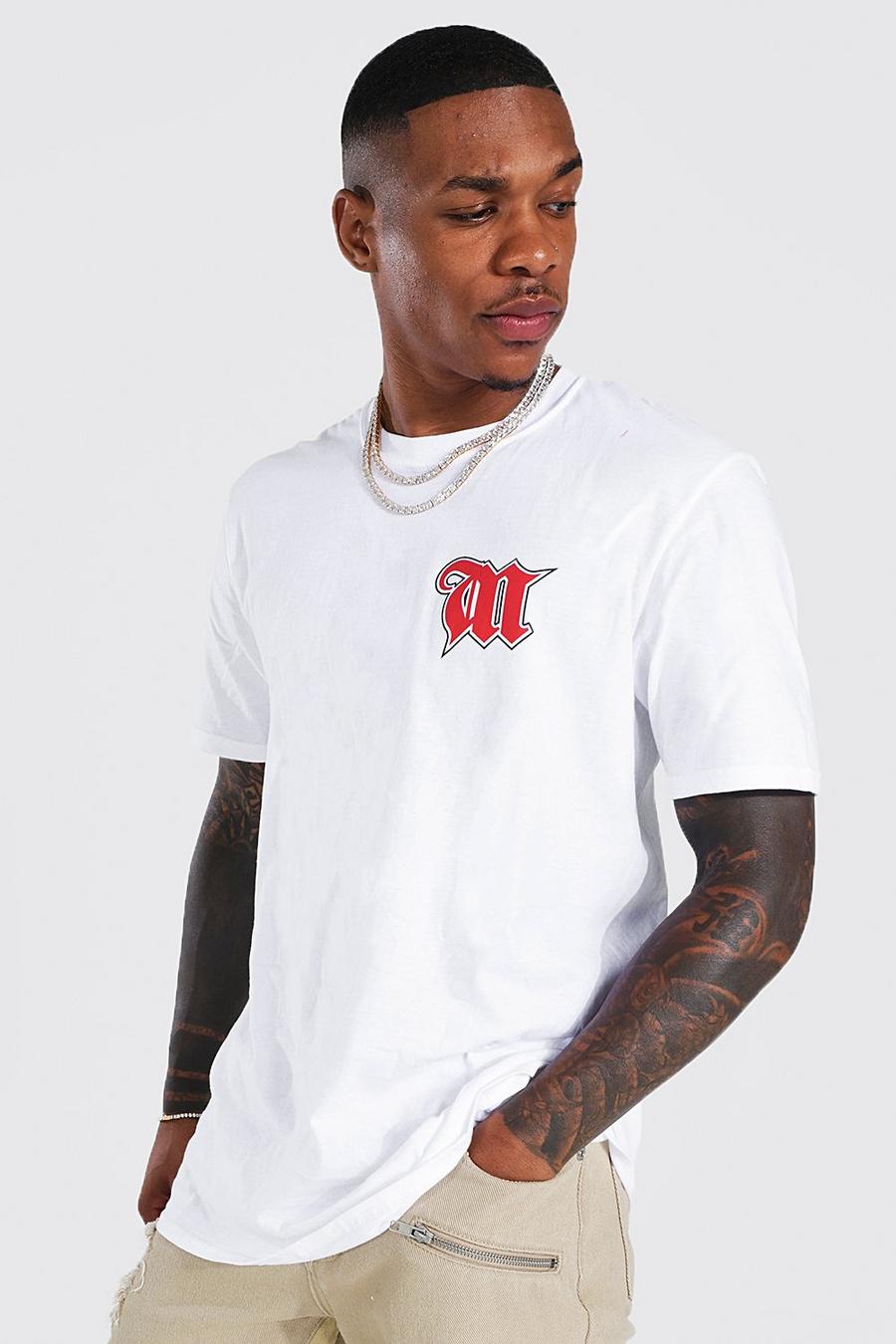 T-Shirt mit M-Print, White image number 1