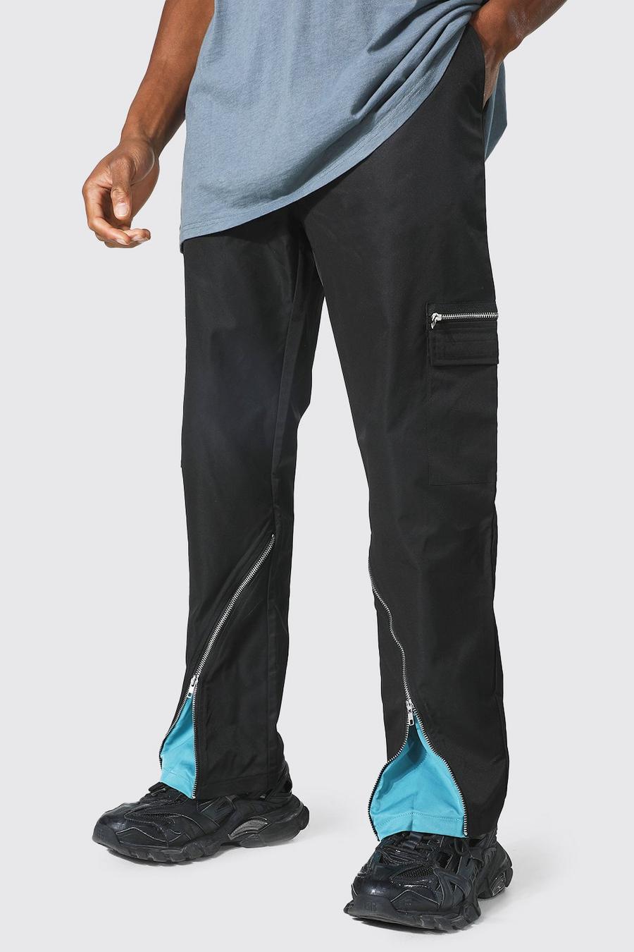 Black Man Cargo Trousers With Zip Details image number 1