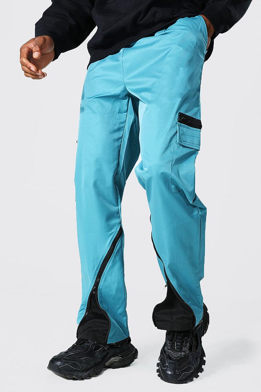 Pantaloni Cargo Man con zip, Blue azul image number 1