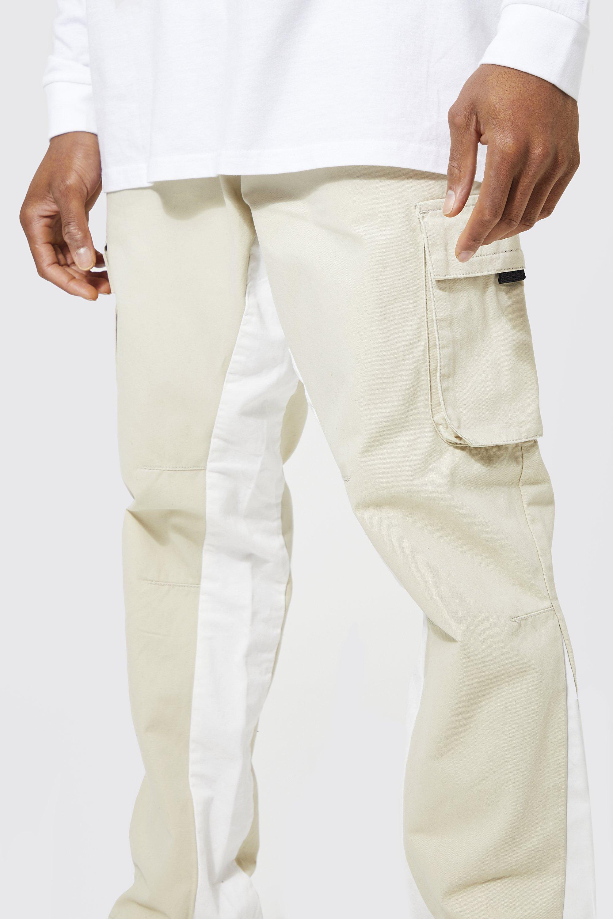 Stone Elasticated Waist Straight Leg Cargo Pants