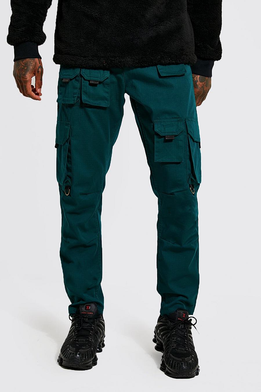 Green grün Fixed Waist Straight Leg Ripstop Cargo Trouser image number 1