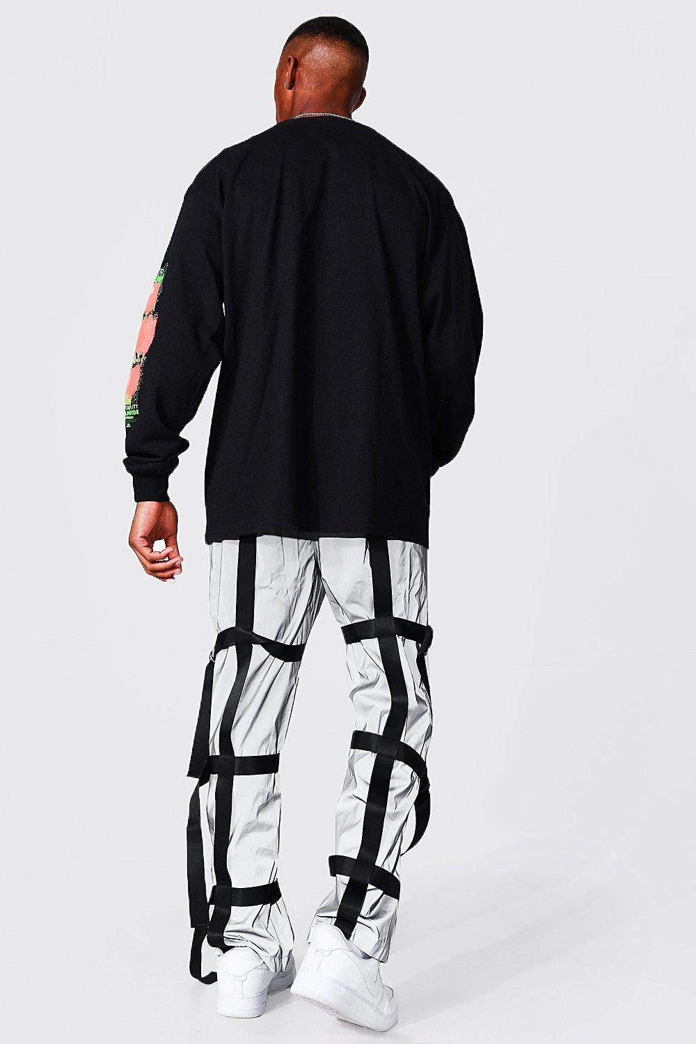 Man Reflective All Over Tape Detail Trousers