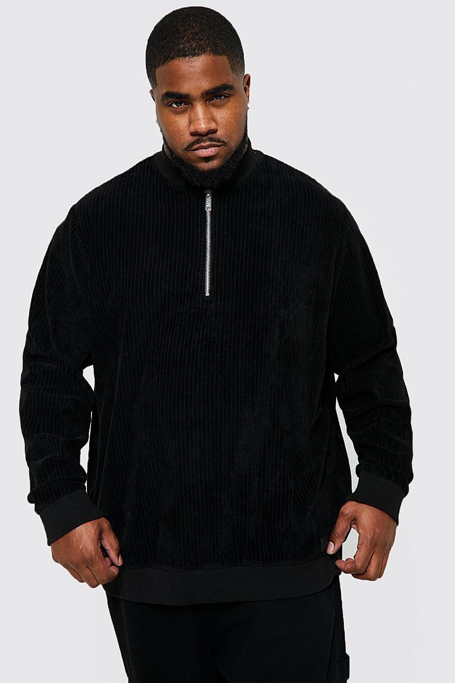 Black noir Plus 1/4 Zip Ribbed Jersey Bomber Sweatshirt image number 1