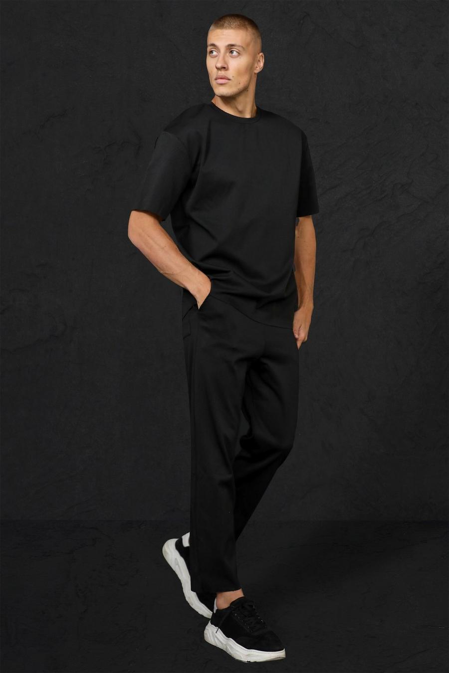 Black svart Plisserad t-shirt och joggers image number 1