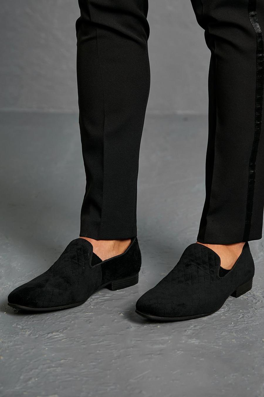 Black svart Quiltade loafers i velour image number 1