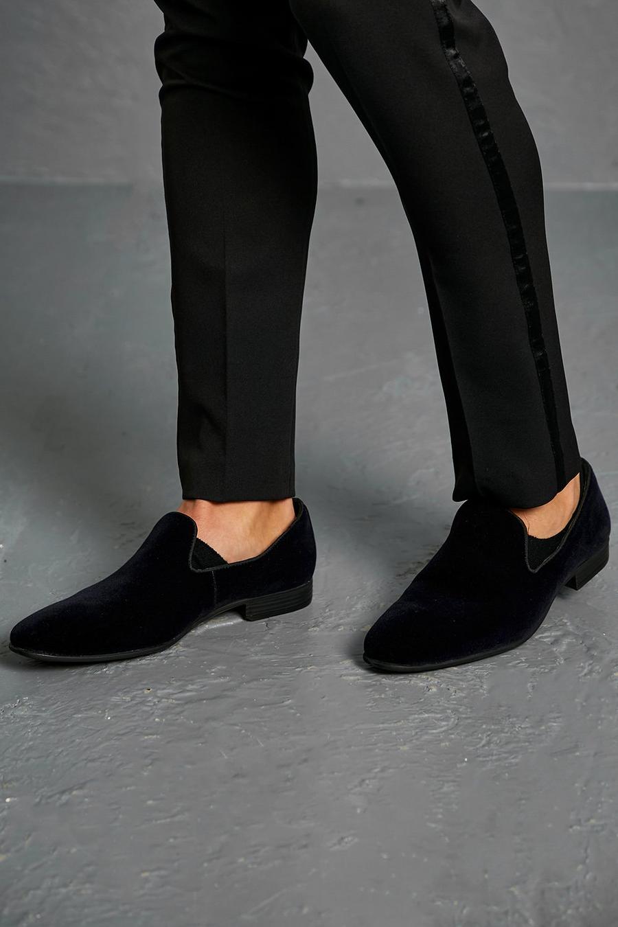 Navy Velours Effen Loafers image number 1
