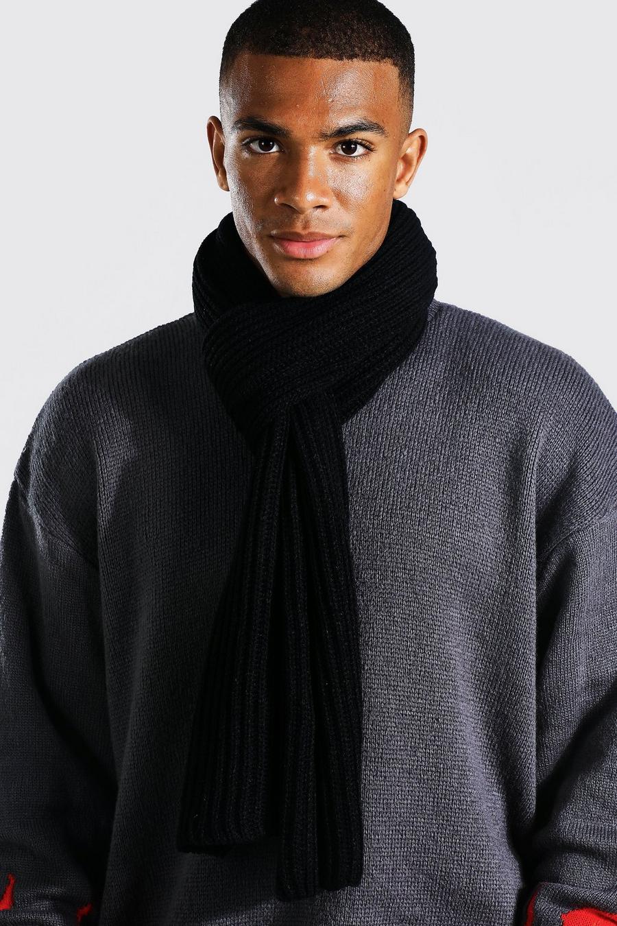 Black Ribbed Knitted Scarf image number 1