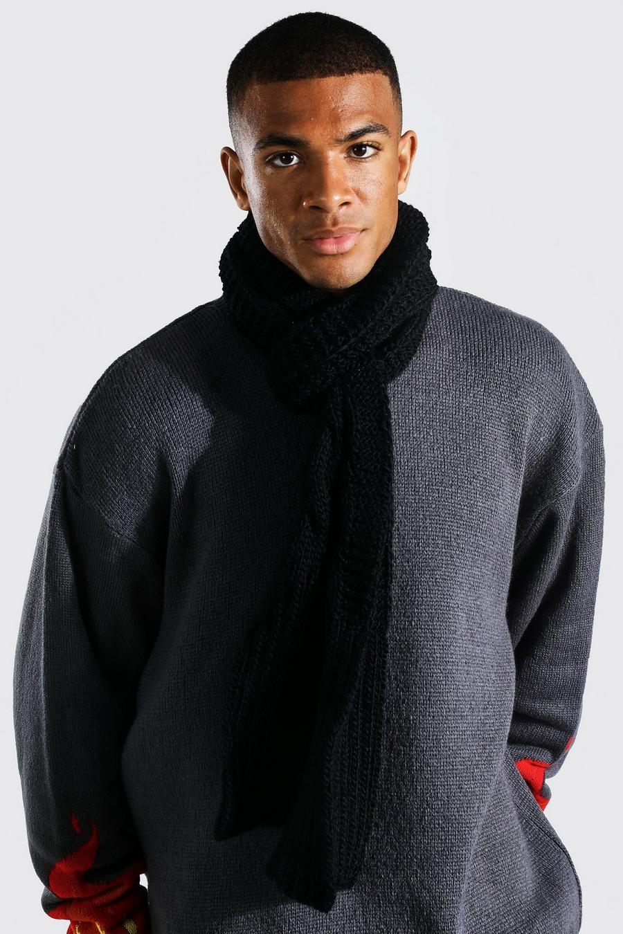 Black noir Cable Knitted Scarf image number 1