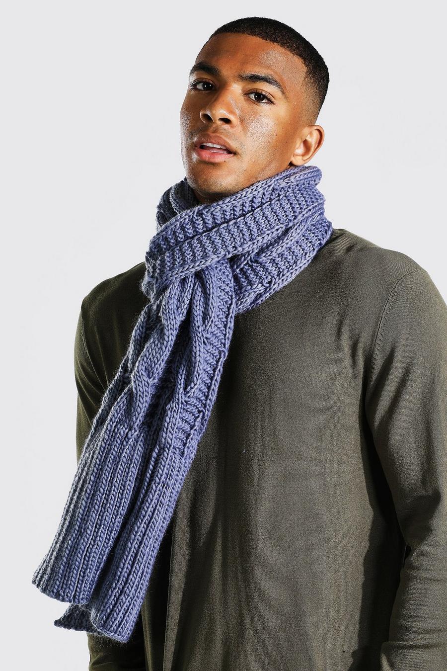 Grey grau Cable Knitted Scarf image number 1