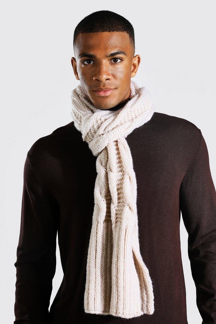 Ecru white Cable Knitted Scarf image number 1