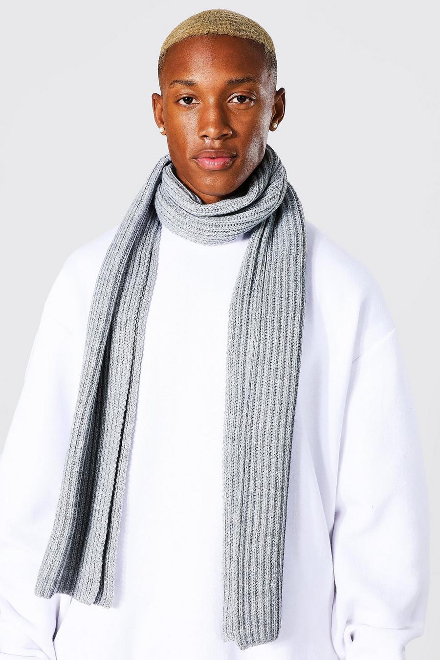 Grey Ribbed Knitted Scarf image number 1