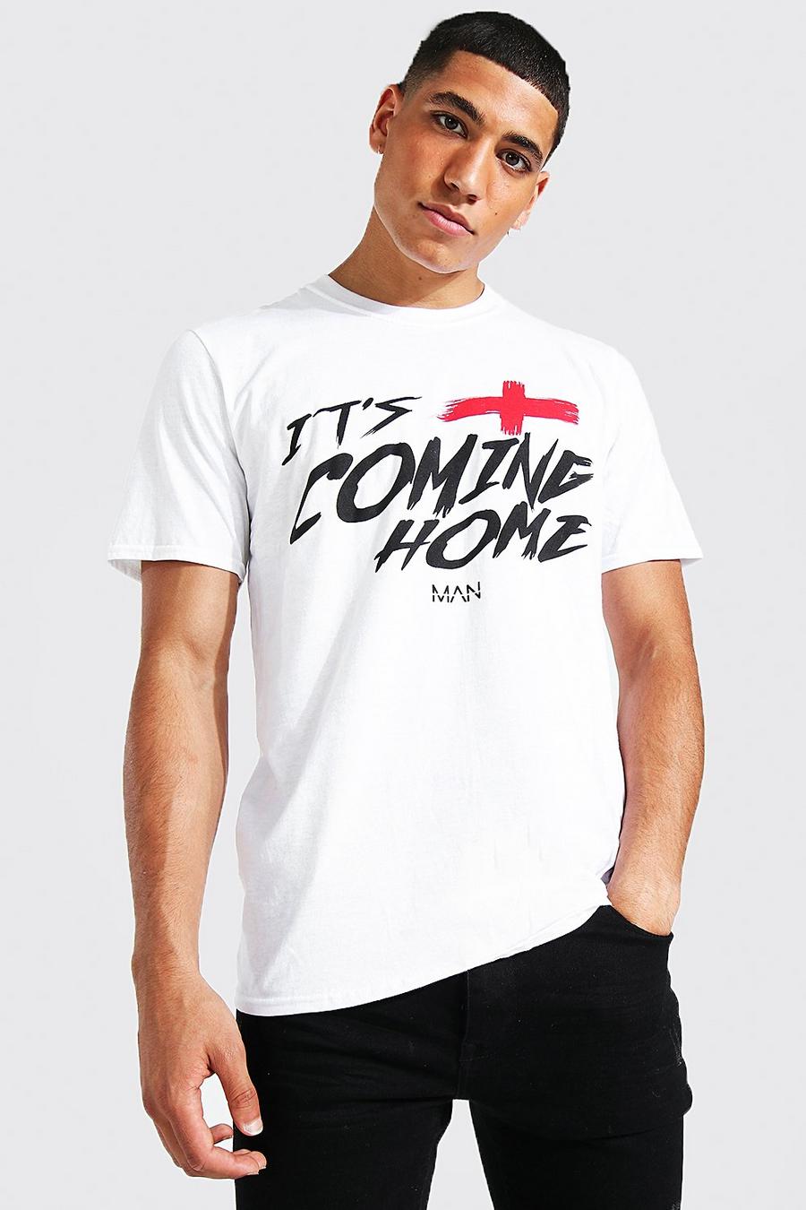 White vit It's Coming Home T-shirt med tryck image number 1