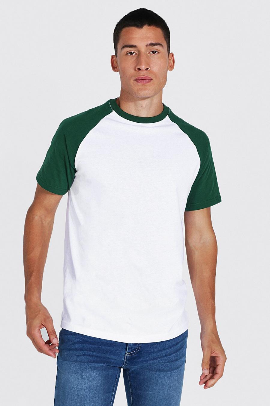 T-shirt Slim Fit con maniche raglan, Green verde image number 1