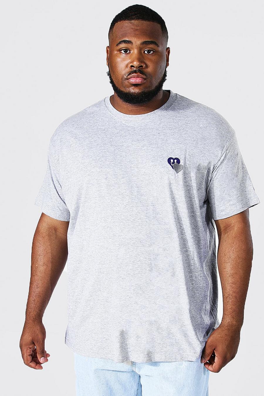 Camiseta Plus con corazón bordado , Grey marl gris image number 1