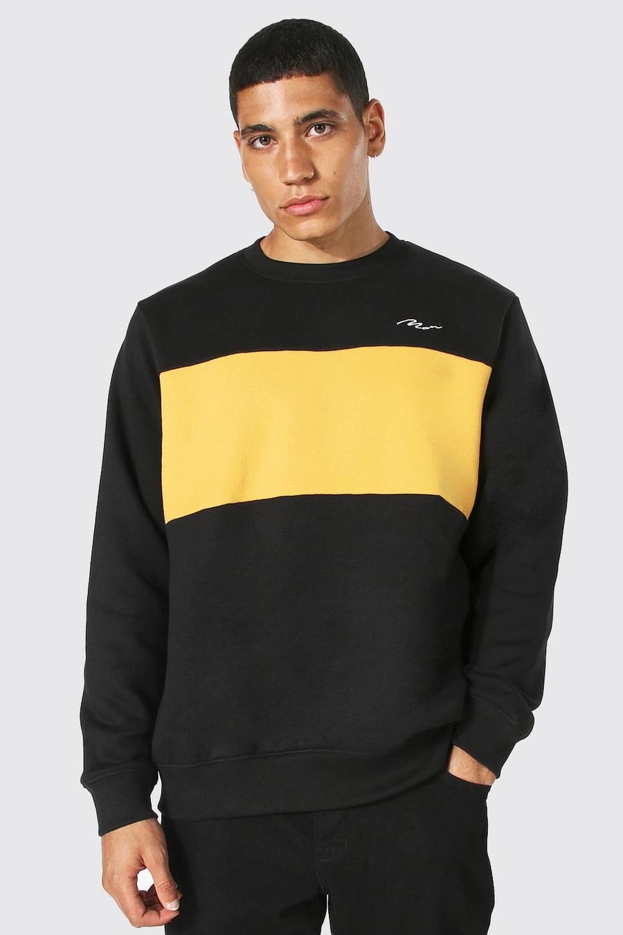 Original Man Colorblock Sweatshirt, Mustard gelb image number 1
