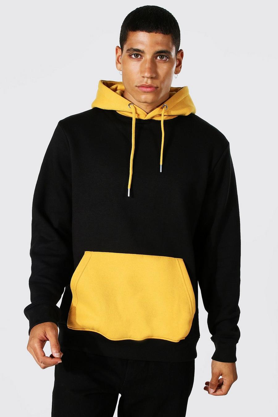 Mustard yellow Tvåfärgad hoodie image number 1
