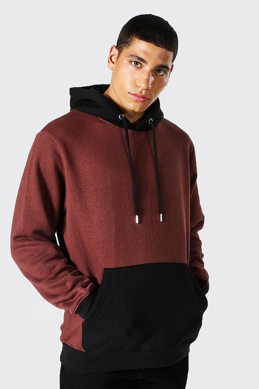 Brown brun Tvåfärgad hoodie image number 1
