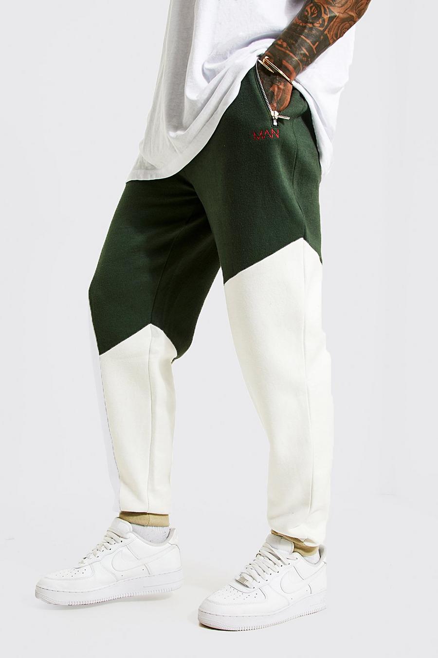 Khaki MAN Oversize träningsoverall med blockfärger och huva image number 1