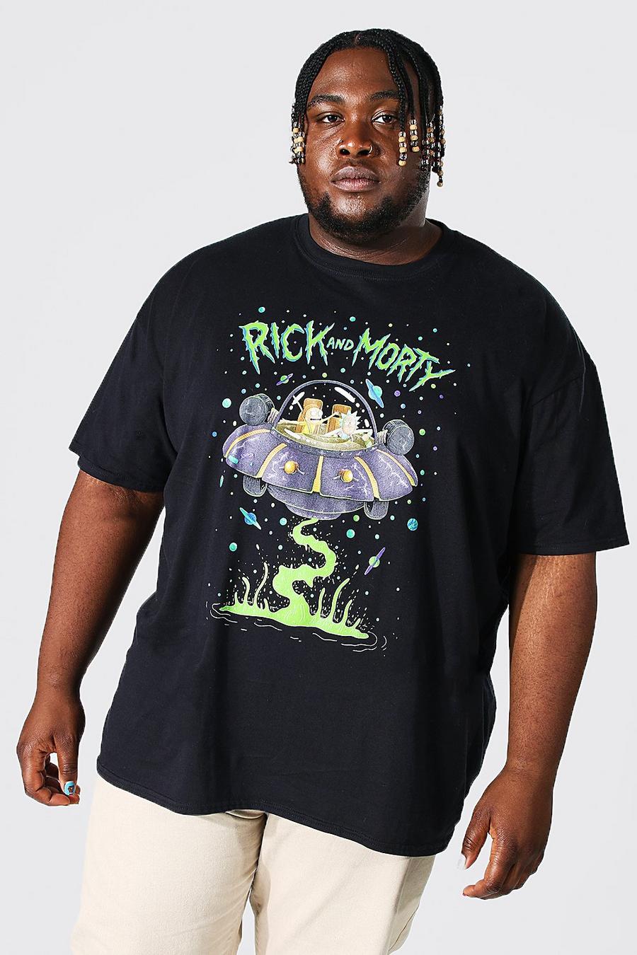 Plus T-Shirt mit lizenziertem Rick And Morty Print, Schwarz black