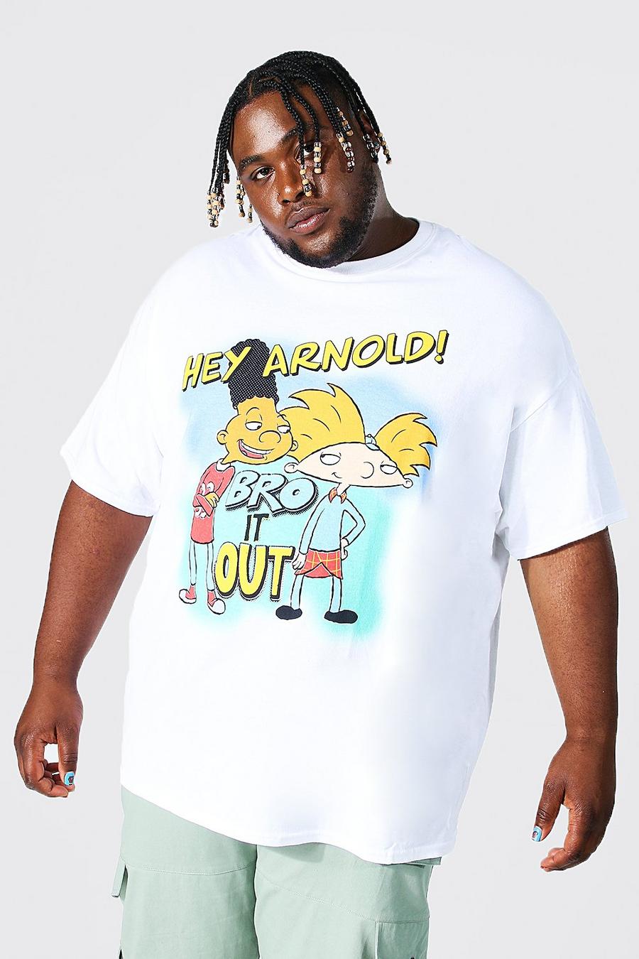 Plus T-Shirt mit Hey Arnold Print, White weiß image number 1