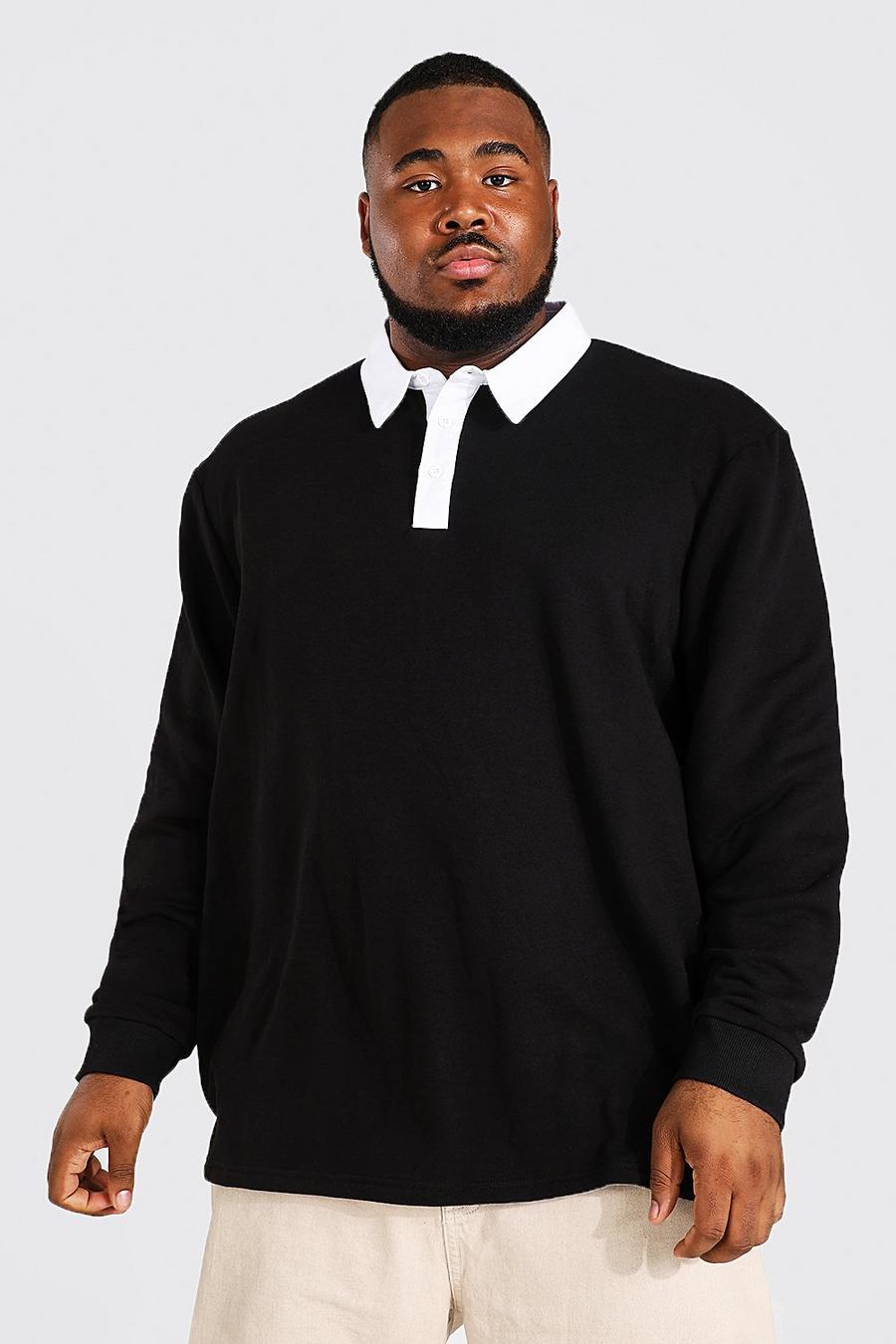 Black Plus Size Rugby Polo image number 1