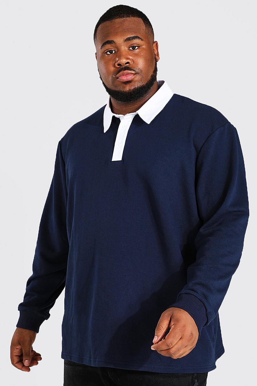Navy Plus Size Rugby Polo image number 1