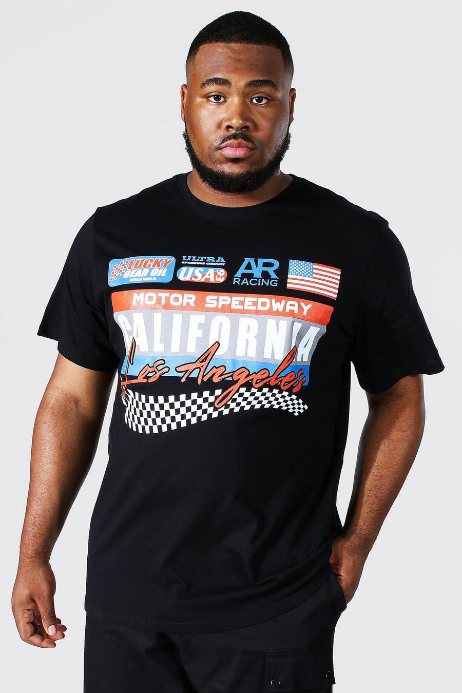 Camiseta Plus con estampado de California Motor Speedway, Black negro image number 1