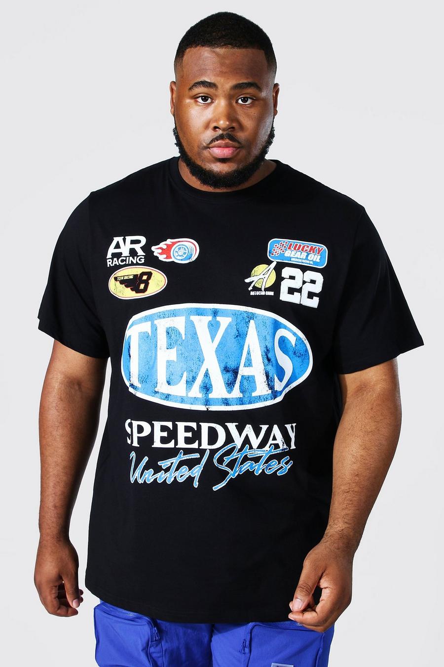 שחור טישרט עם הדפס Texas Speedway בסגנון מוטורי, מידות גדולות image number 1