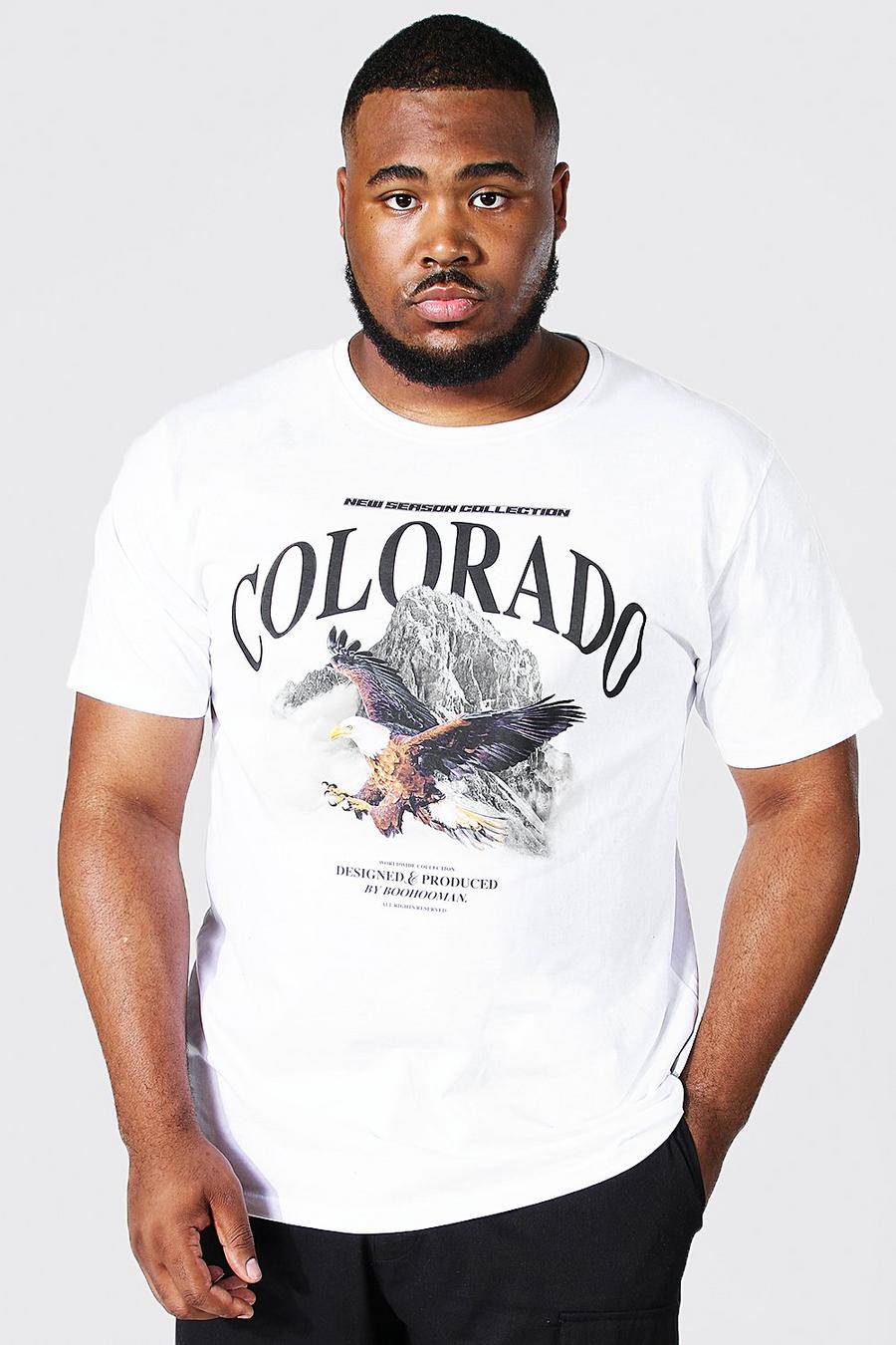 Camiseta Plus con estampado de águila Colorado, White blanco image number 1