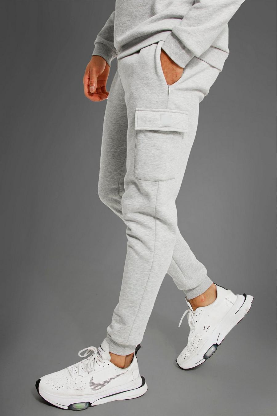Pantaloni tuta Cargo Man Active Gym, Grey marl grigio