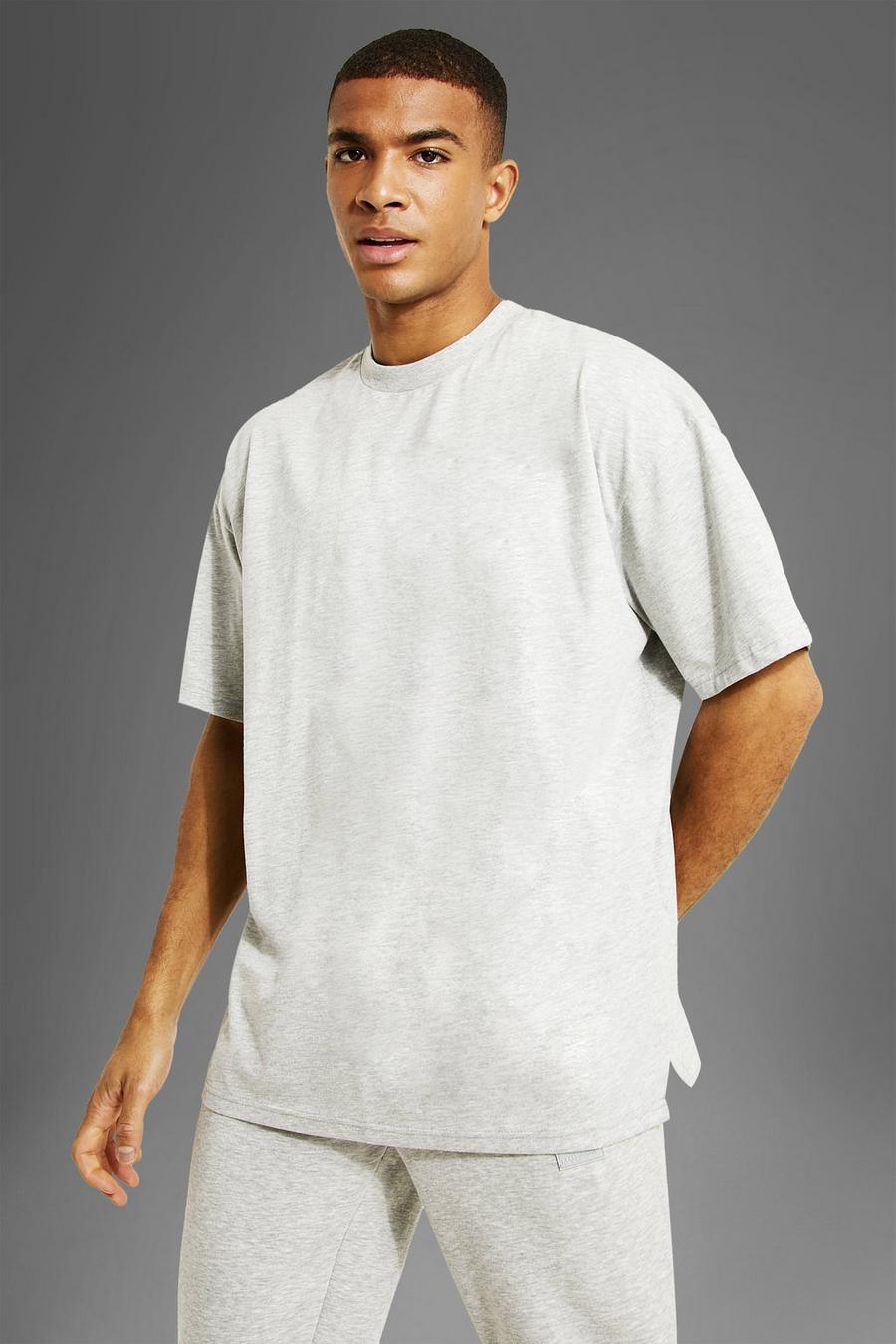 Grey marl gris Man Active Gym Oversized Side Split T-Shirt image number 1